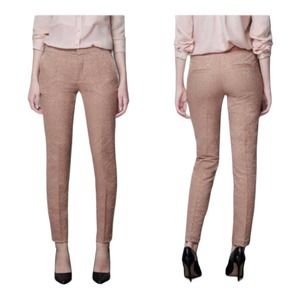 Zara Women Blush Brocade Embroidered Skinny Pants Tan Size M